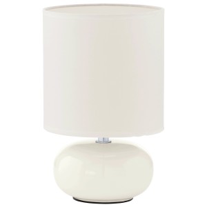 Lampada da tavolo bianca Eglo Trondio con paralume in tessuto, design moderno per interni.