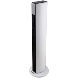 Ventilateur colonne blanc Sonnenkönig Dubai avec grille d'aération noire.