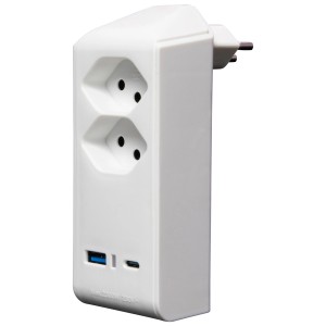 Brennenstuhl CleverLine Adaptateur 2 prises USB A+C, rotatif, blanc. Multiprise avec ports USB.
