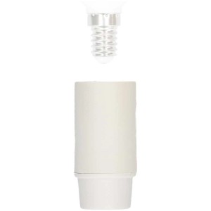 Douille de lampe E14 blanche avec manchon lisse et filetage M10 pour installation de lampe.