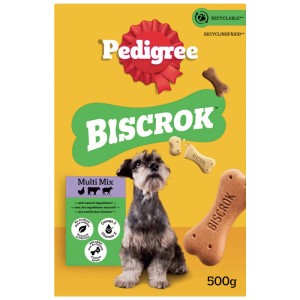 Pedigree Biscrok biscotti per cani, confezione da 500g. Snack croccanti con Omega 3 e Vitamina E.