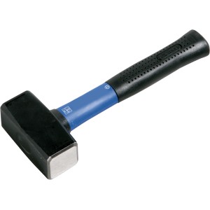 Massette LUX 1250g avec manche en fibre de verre bleu et tête noire.