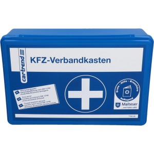 Cassetta di pronto soccorso auto Cartrend Classic DIN 13164-2022 blu per assistenza stradale e primo soccorso.