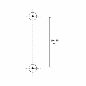 Schéma de la barre de douche baliv DST-100.40, 100 cm, avec indication de la distance de perçage.
