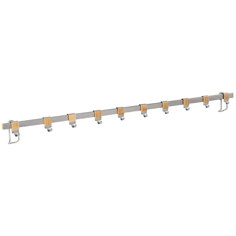 Wenko 10er-Hakenleiste Premium Bambus Mattsilber-Braun Breite 80 cm