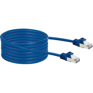 Cavo di rete blu Schwaiger CAT8 (S/FTP) 10 m, arrotolato con connettori in metallo.
