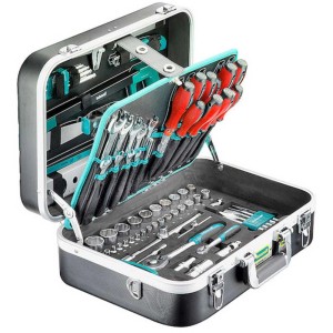 Mallette à outils Technocraft ouverte, 152 pièces. Assortiment d'outils divers pour bricoleurs.