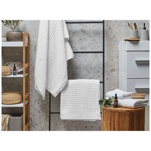 Set de serviettes Beliani Atai blanc, 4 pièces, coton, moelleux et absorbant.