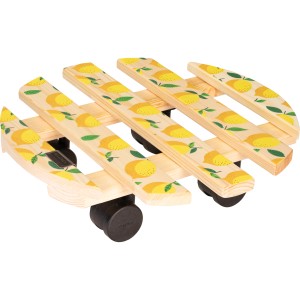 Wagner Multi Roller GH0640 con motivo limone, sottovaso a rotelle in legno con 4 ruote, portata max 100kg.