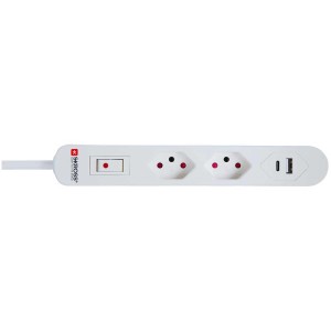 Multiprise Skross avec 2 prises T13, port USB-C et USB-A.