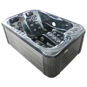 Spa extérieur noir Sonnenkönig Basilan avec jets de massage et lumière LED.