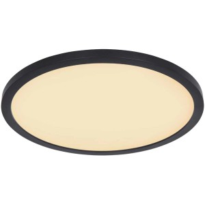 Plafonnier LED Globo Sapana rond noir, 18W, pour intérieur et extérieur.