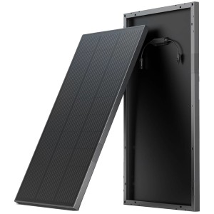 Pannello solare rigido EcoFlow, 2x100W, nero. Sistema solare con alto tasso di conversione e fori di montaggio.