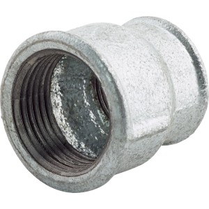 Raccordo in ghisa malleabile manicotto di riduzione, da 30,3 mm a 24,1 mm, zincato per collegamenti di tubi.