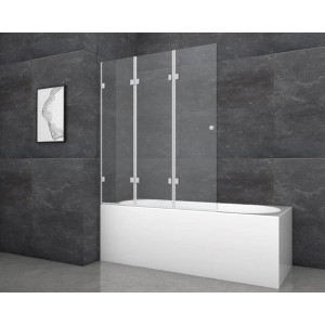 Paroi de baignoire Aurlane Silver Elegance, 3 volets, chrome, 120x140 cm.