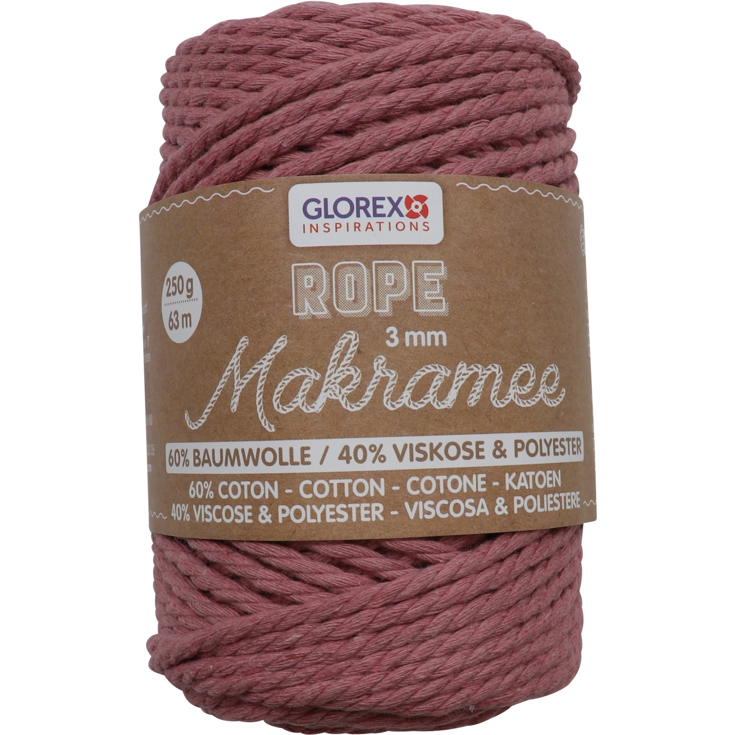 Glorex Makramee Rope Gedreht Mauve 3 mm / 250 g kaufen bei OBI