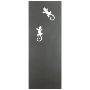 Paravent Nouvel Gecko en acier anthracite avec motif gecko.