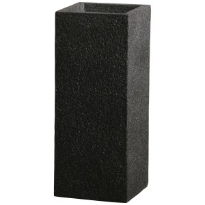 Pot de fleurs carré anthracite Calais, 20x20x50,5 cm, en fibre d'argile pour l'extérieur.