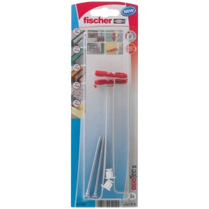 Fischer DuoTec 10 S K NV tassello basculante, 2 pezzi, con viti ed elemento basculante rosso.