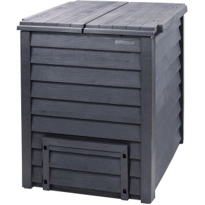 Compostiera Garantia Thermo-Wood, 600 l, antracite-marrone, effetto legno.