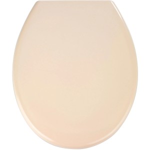 Sedile WC beige Ottana di Wenko con chiusura ammortizzata e forma ovale.