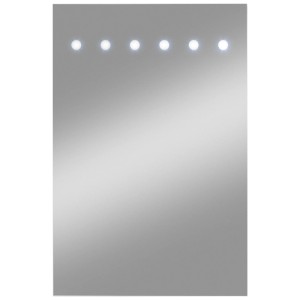 Specchio rettangolare Jokey LED Sunlight con sei LED rotondi nella parte superiore.