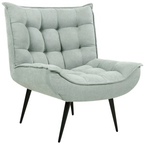 Fauteuil en tissu vert Beliani Alvesta, chaise rembourrée avec pieds noirs.