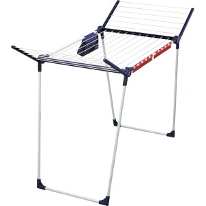Stendibiancheria Leifheit Pegasus 100 con 10 m di lunghezza stendibile e supporti per piccoli oggetti.