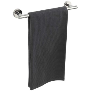 Wenko Porta asciugamani Bosio, acciaio inox lucido con asciugamano grigio.