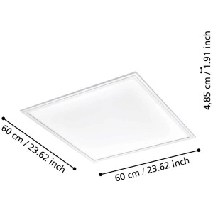 Plafoniera LED quadrata bianca Eglo Salobrena, 59,5x59,5 cm.