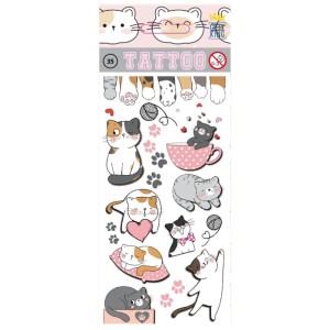 Hauttattoos mit Katzenmotiven, selbstklebend, für Kindergeburtstage und Mottopartys.