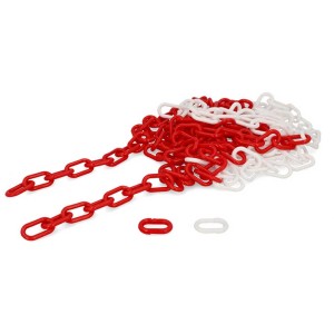 Rot-weiße Absperrkette, 6 mm stark und 5 m lang, aus Kunststoff für Baustellen und den Straßenbau.