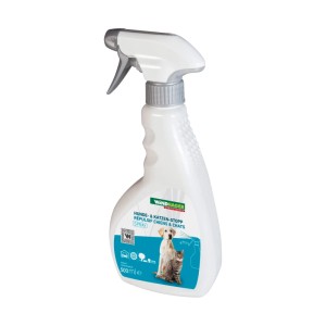 Windhager Spray repellente per cani e gatti, flacone da 500ml, flacone spray bianco con ugello grigio.