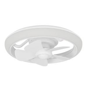 Ventilatore da soffitto LED Eglo Fernandina bianco con anello luminoso e 3 pale. Design moderno, Ø 39,8 cm.