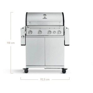 Burnhard Big Fred Deluxe Gasgrill mit 4 Brennern aus Edelstahl, Frontansicht.