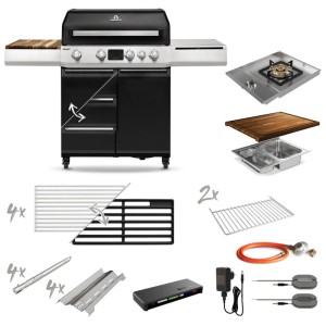 Burnhard Gasgrill Grant Upgrade modular mit Zubehör: Brenner, Roste, Kochfeld, Schneidebrett, Sonden.
