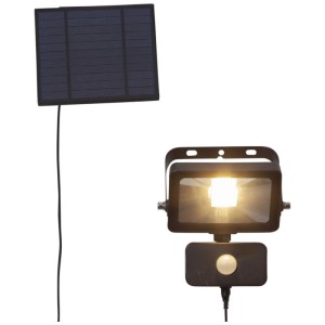 Projecteur solaire Powerspot noir Star Trading avec panneau solaire et détecteur de mouvement.