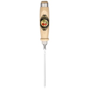 Ciseau à bois Kirschen, 4 mm, forme Ulmer avec manche en hêtre blanc et lame en acier.