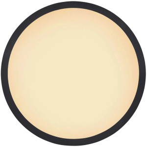 Plafonnier LED extérieur rond Globo Sapana, 18W, avec bordure noire. Lumière blanc chaud.