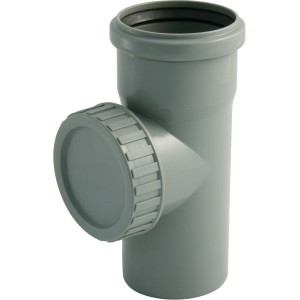 Tubo di pulizia Marley HT DN 110 in polipropilene grigio (PP) per tubi di scarico.