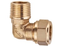 Winkel Messing blank Klemmverschraubung 15 mm x AG 1/2