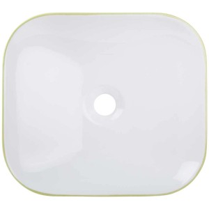 Lavabo d'appoggio Cuando, bianco con bordo verde muschio, 45 cm. Design moderno per il bagno.