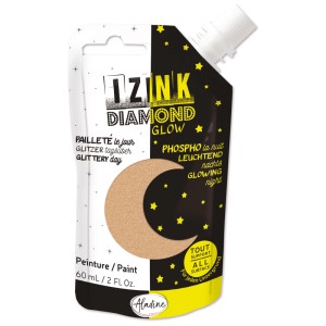 Aladine Diamond Glow Gold, 80 ml, Malfarbe mit Glitzer- und Leuchteffekt in Quetschflasche.