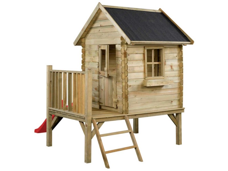 Casetta per bambini Ellen terrazza legno Naturale (HxLxP) 153 x