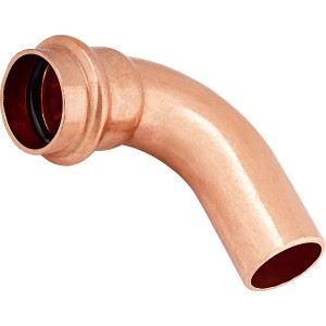 Raccordo a pressare in rame, diametro 22 mm, gomito a 90 gradi per tubi.
