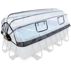 Auvent solaire transparent Exit pour piscines rectangulaires 400x200 cm, avec fenêtres.