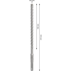 Punta da trapano a percussione Bosch Professional SDS plus-5X grigia, Ø 8 mm, 210 mm, per cemento armato.