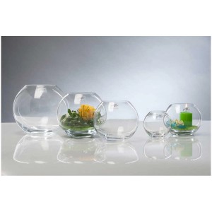 Vasi in vetro Sandra Rich Globe, vasi sferici trasparenti in varie dimensioni, decorativi.