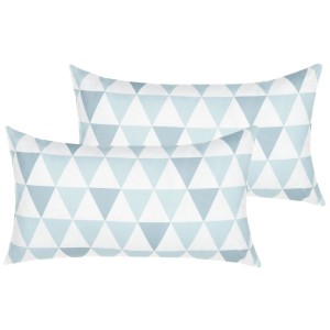 Beliani Cuscini giardino Trifos in poliestere bianco e blu 40 x 70 cm / set 2