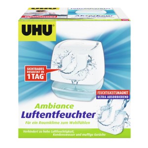 Déshumidificateur UHU Ambiance, design blanc. Déshumidificateur pour réduire l'humidité.